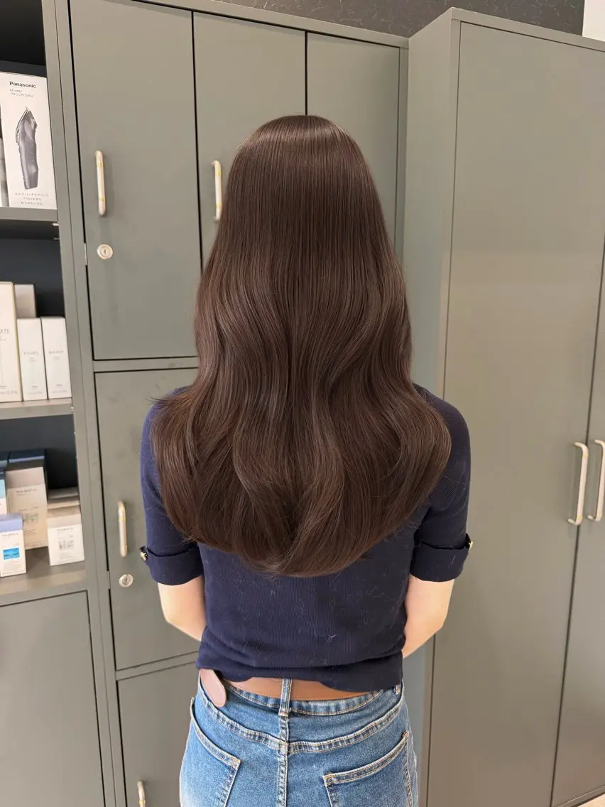 ロング チョコレートブラウン ヘアカラー maki💖艶髪/ レイヤー/髪質改善のヘアスタイル