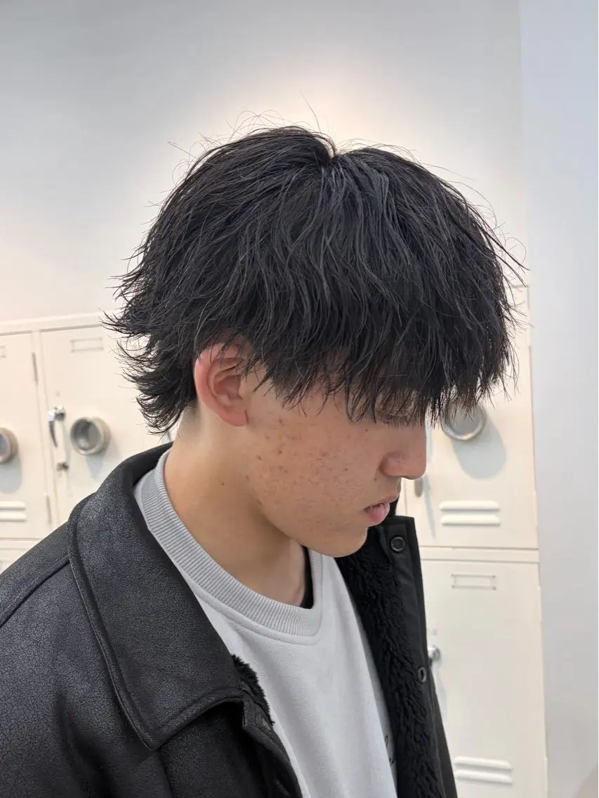ショート パーマ メンズ マッシュ メンズウルフカット ウルフカット メンズパーマ 名古屋/水谷颯のヘアスタイル