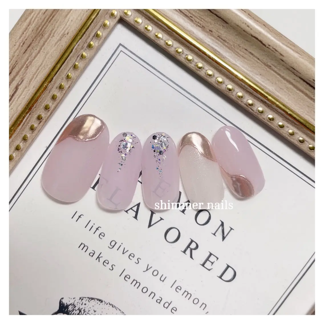 ネイル アートネイル ミラーネイル 春ネイル shimmer nailsのネイルデザイン