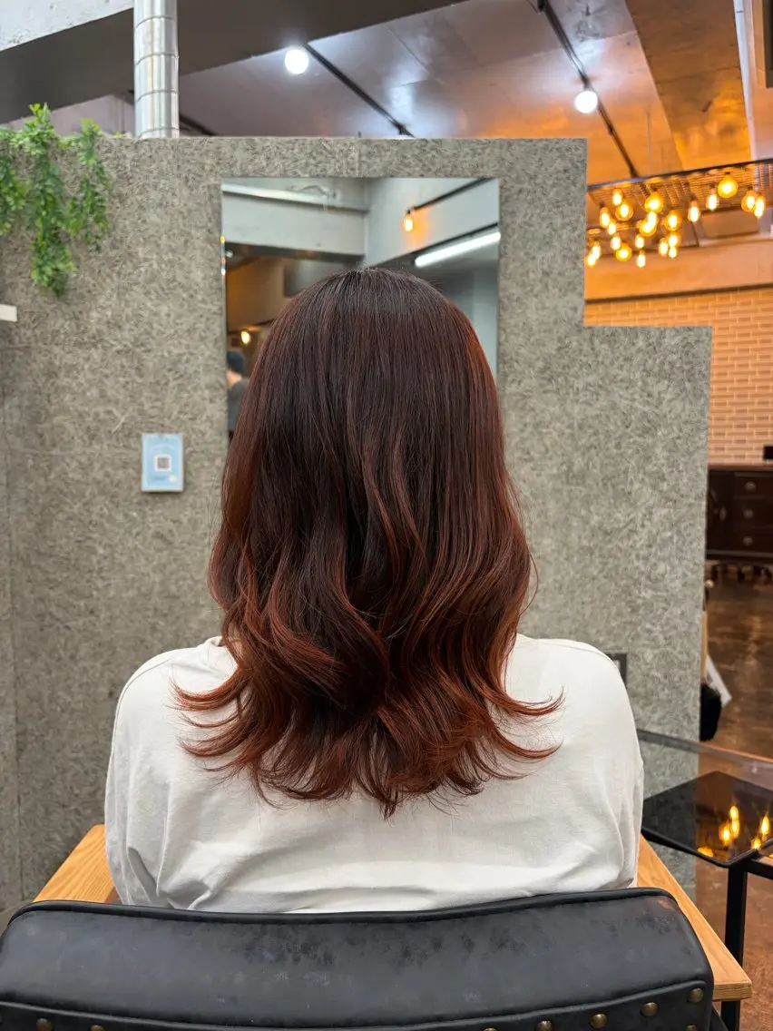 セミロング オレンジブラウン トリートメント ヘッドスパ saku /髪質改善のヘアスタイル