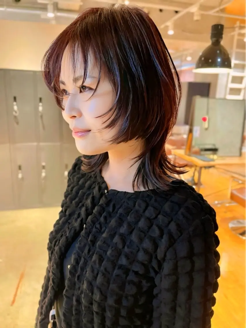 ミディアム ウルフカット カット ヘアカラー ショートヘア💫 ハイトーン西田拓馬のヘアスタイル