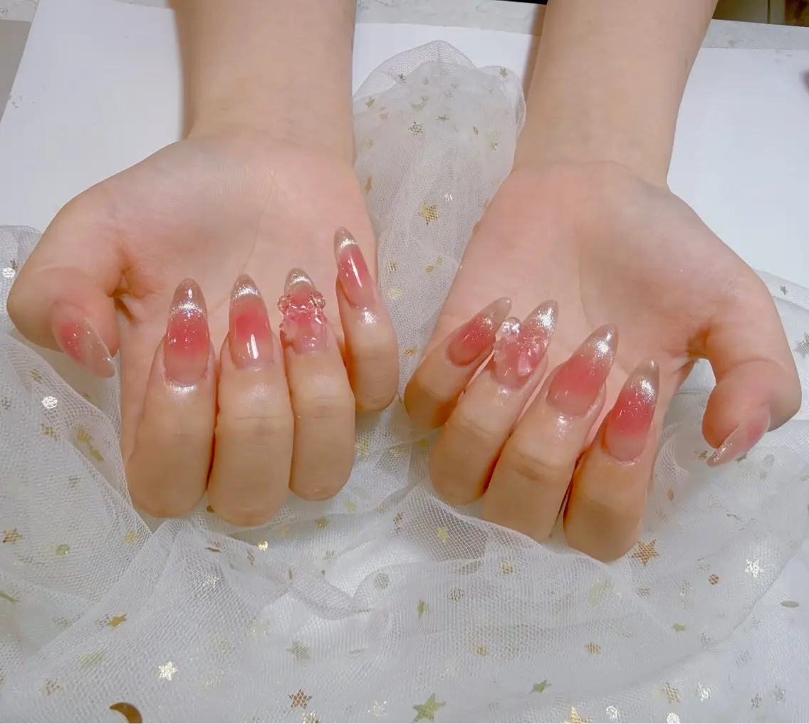 ネイル チークネイル 長さ出し フレンチネイル マグネットネイル マグネットフレンチ U.MI Nail Salonのネイルデザイン