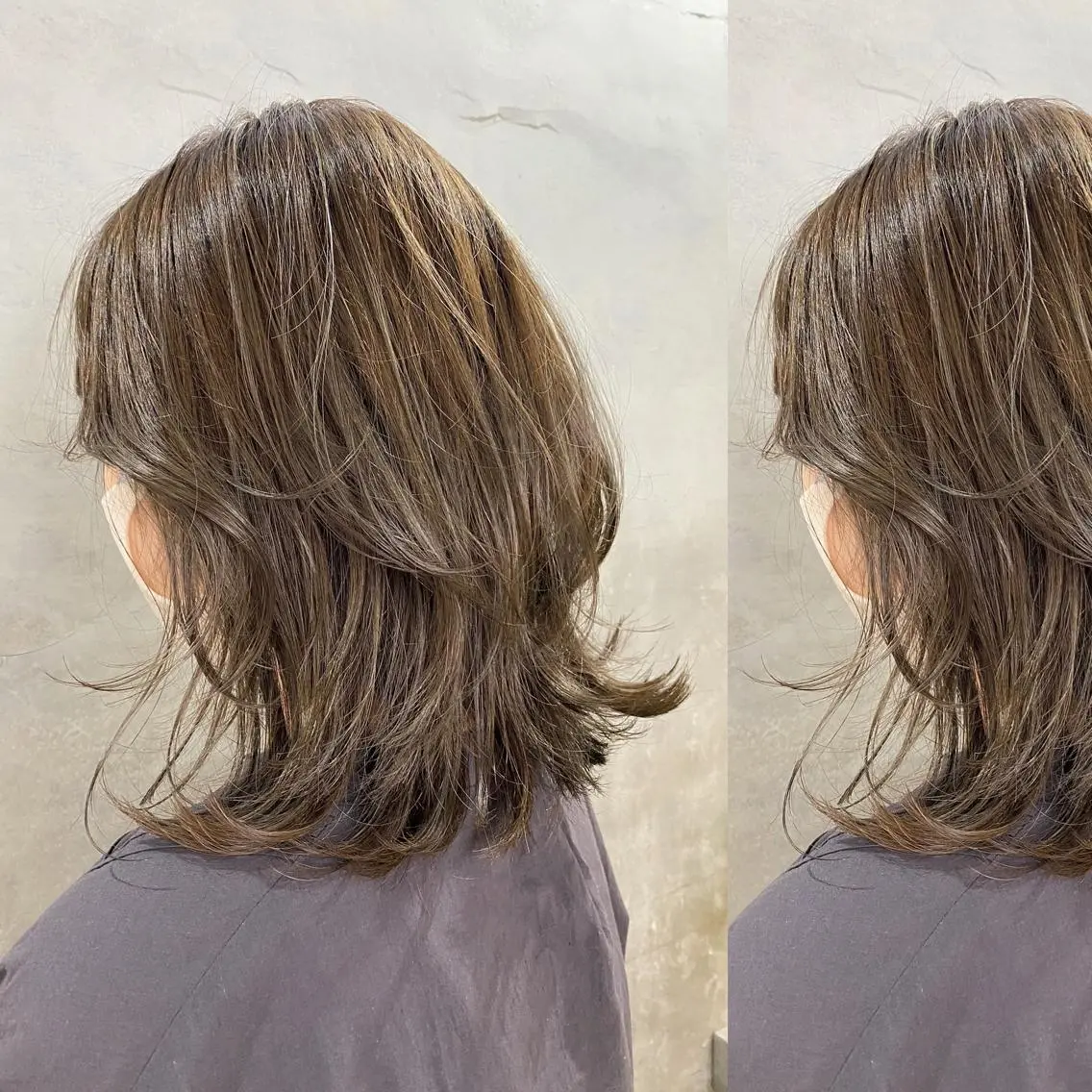 ミディアム カラー ミディアムレイヤー レイヤーカット カット ヘアカラー トリートメント ツキノキ ミナのヘアスタイル