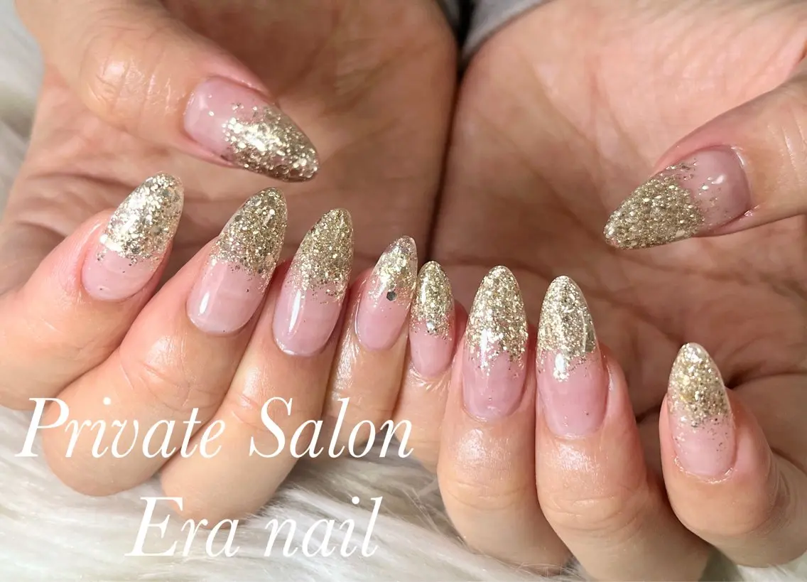 ネイル グラデーション ラメ(グリッター) ラメグラデーション スカルプネイル Era nailのネイルデザイン