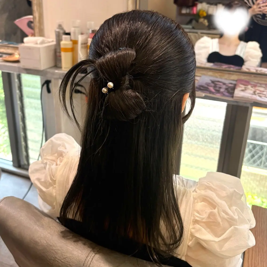 ミディアム カラー ヘアアレンジ 透明感カラー ヘアカラー ヘアセット ゆ ののヘアスタイル