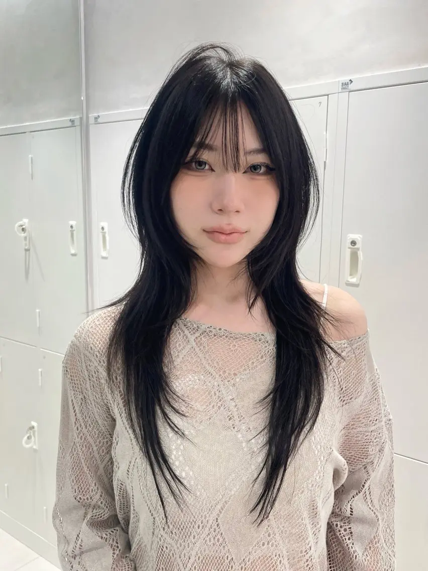 ロング カラー ヘアアレンジ ハッシュカット レイヤーカット 縮毛矯正 カット 縮毛矯正 トリートメント 🎀透明感カラー 韓国ヘア🎀mahoのヘアスタイル