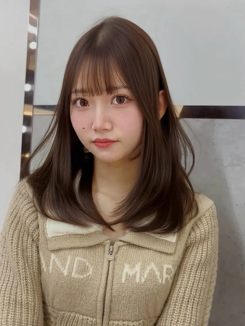 ミディアム カラー ベージュカラー ブリーチ 透明感カラー ブリーチなしカラー 髪質改善 カット ヘアカラー トリートメント 【博多髪質改善】 吉村 清志のヘアスタイル