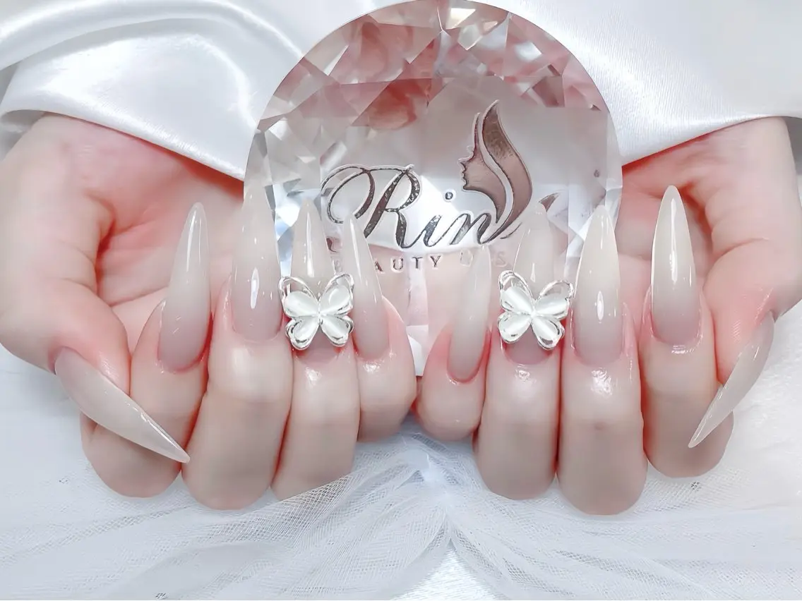 ネイル ブルー ジェルネイル ガーリー グラデーション グリーン ハンドネイル Rin Nail 新大久保店のネイルデザイン