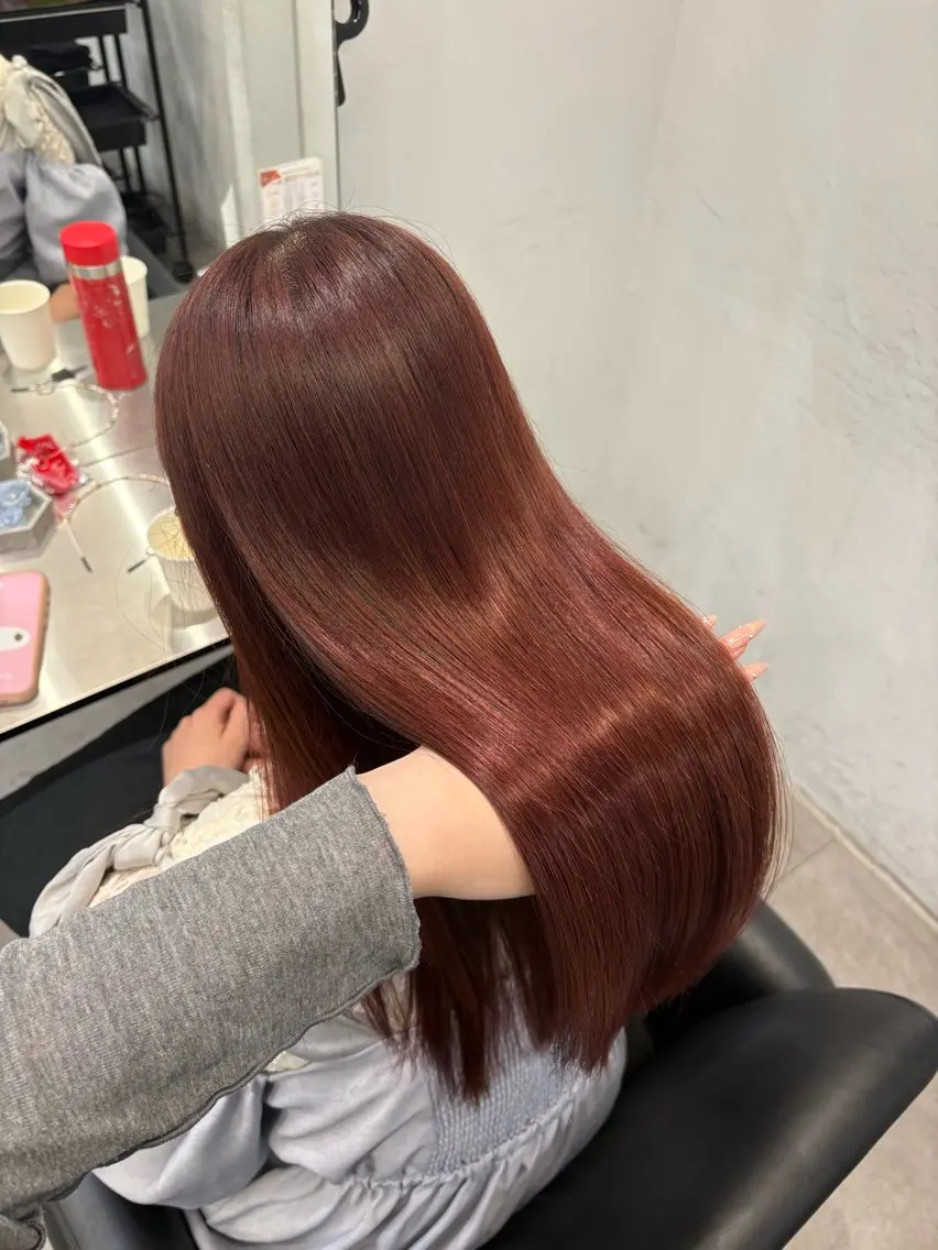 ロング ヘアカラー 縮毛矯正 Core髪質改善× カラーリストHaruのヘアスタイル