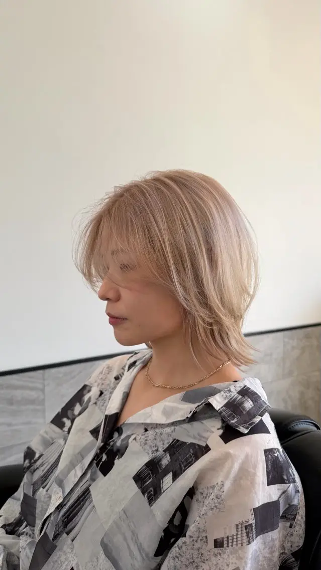 ミディアム カラー ベージュカラー ホワイトベージュ カット ヘアカラー トリートメント ブリーチ/髪質改善/ メンズ/ KOKIのヘアスタイル