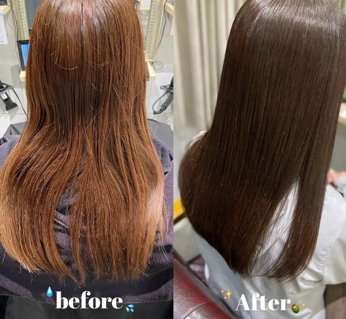 セミロング カラー ベージュカラー 透明感カラー オリーブベージュ オレンジ arisa/艶カラー /透明感カラーのヘアスタイル