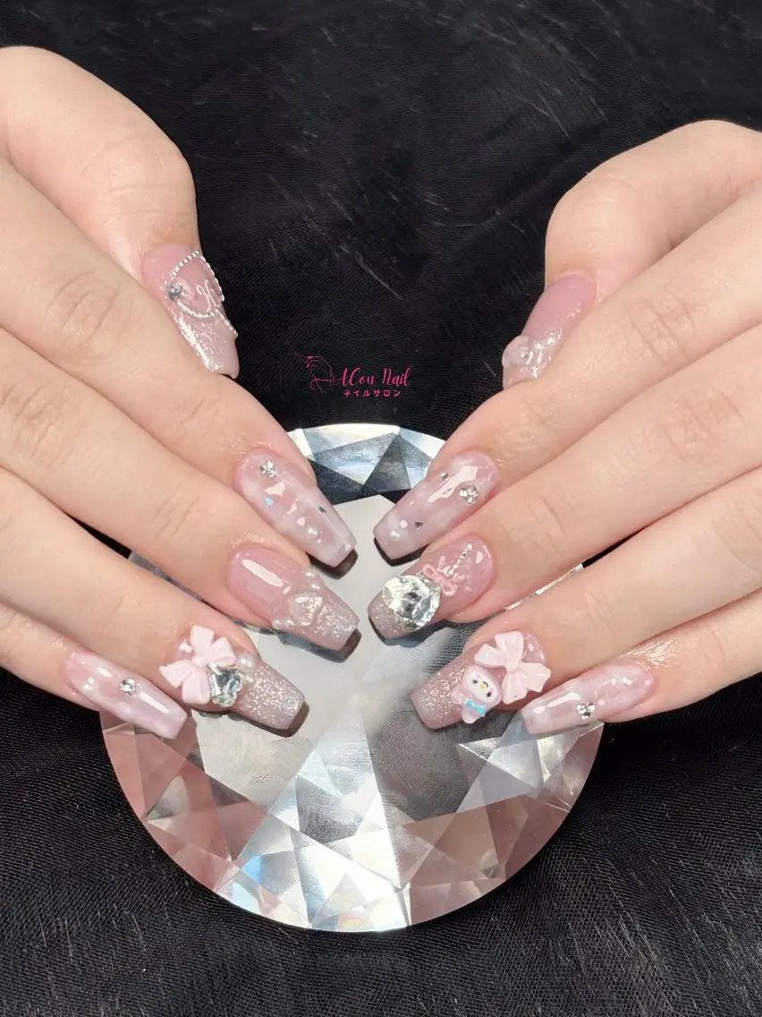 ネイル 桜ネイル 長さ出し フラワーネイル フレンチネイル ジェルネイル ハンドネイル ACon NailSalonのネイルデザイン