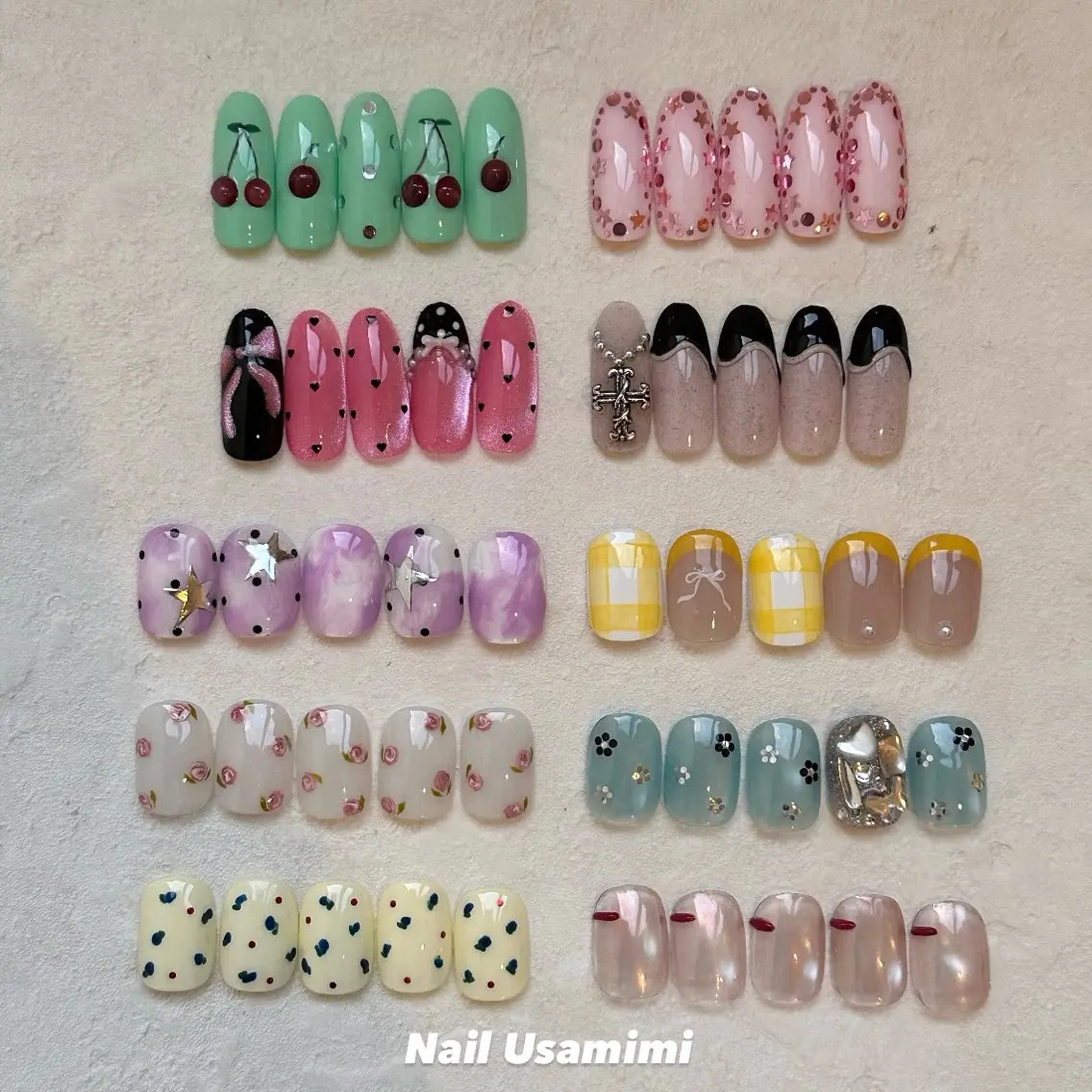 ネイル アートネイル 韓国ネイル 春ネイル 本町NailUsaM imi MOMOKAのネイルデザイン