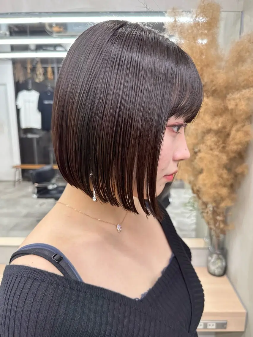 ミディアム カット ヘアカラー 髪質改善/美髪矯正/ 小顔ボブNANAのヘアスタイル