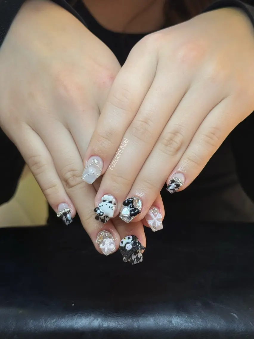 ネイル マグネットネイル リボン ハンドネイル Yuzuchi Nailのネイルデザイン