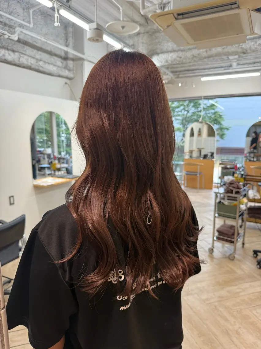 セミロング カット ヘアカラー トリートメント 新潟/万代/レイヤー 韓国風/明間未来のヘアスタイル