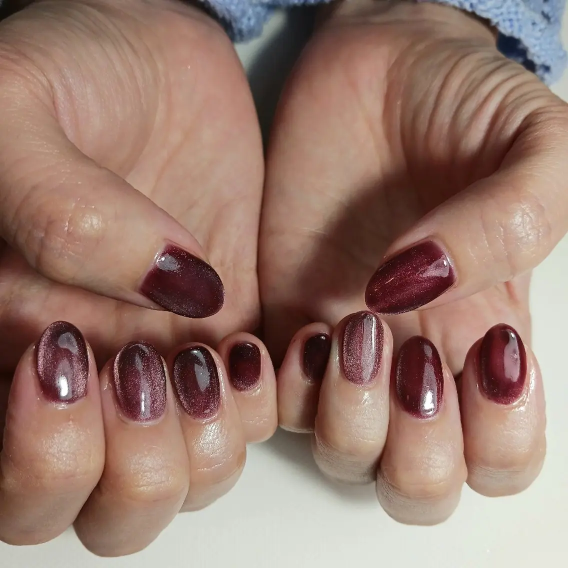 ネイル ボルドー ジェルネイル マグネットネイル 持ち込み ワンカラーネイル ハンドネイル owlnail /持込みデザイン専門のネイルデザイン