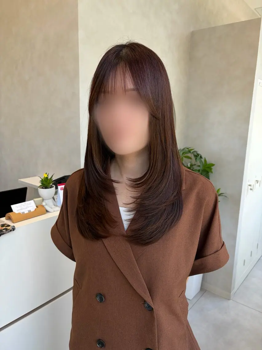 ロング カラー 韓国風ヘア レイヤーカット カット ヘアカラー トリートメント 韓国ヘア•艶カラー 🌷薫のヘアスタイル