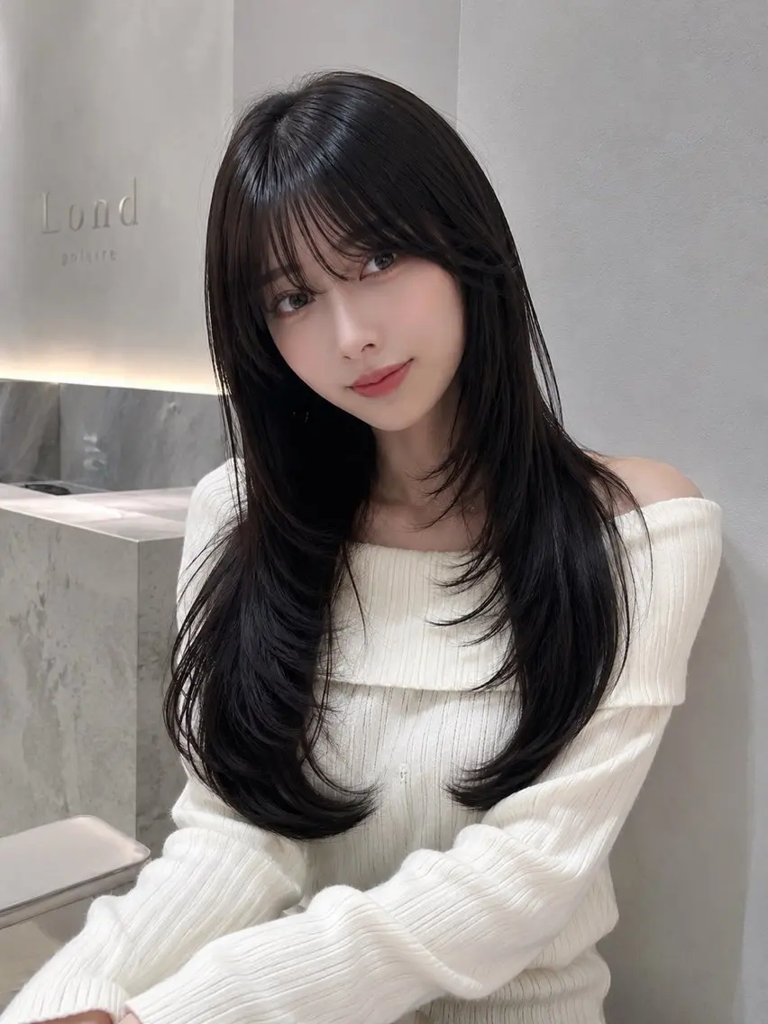 ロング カラー カット ヘアカラー トリートメント 🦋韓国風レイヤー/ 艶髪矯正🦋凛太郎のヘアスタイル