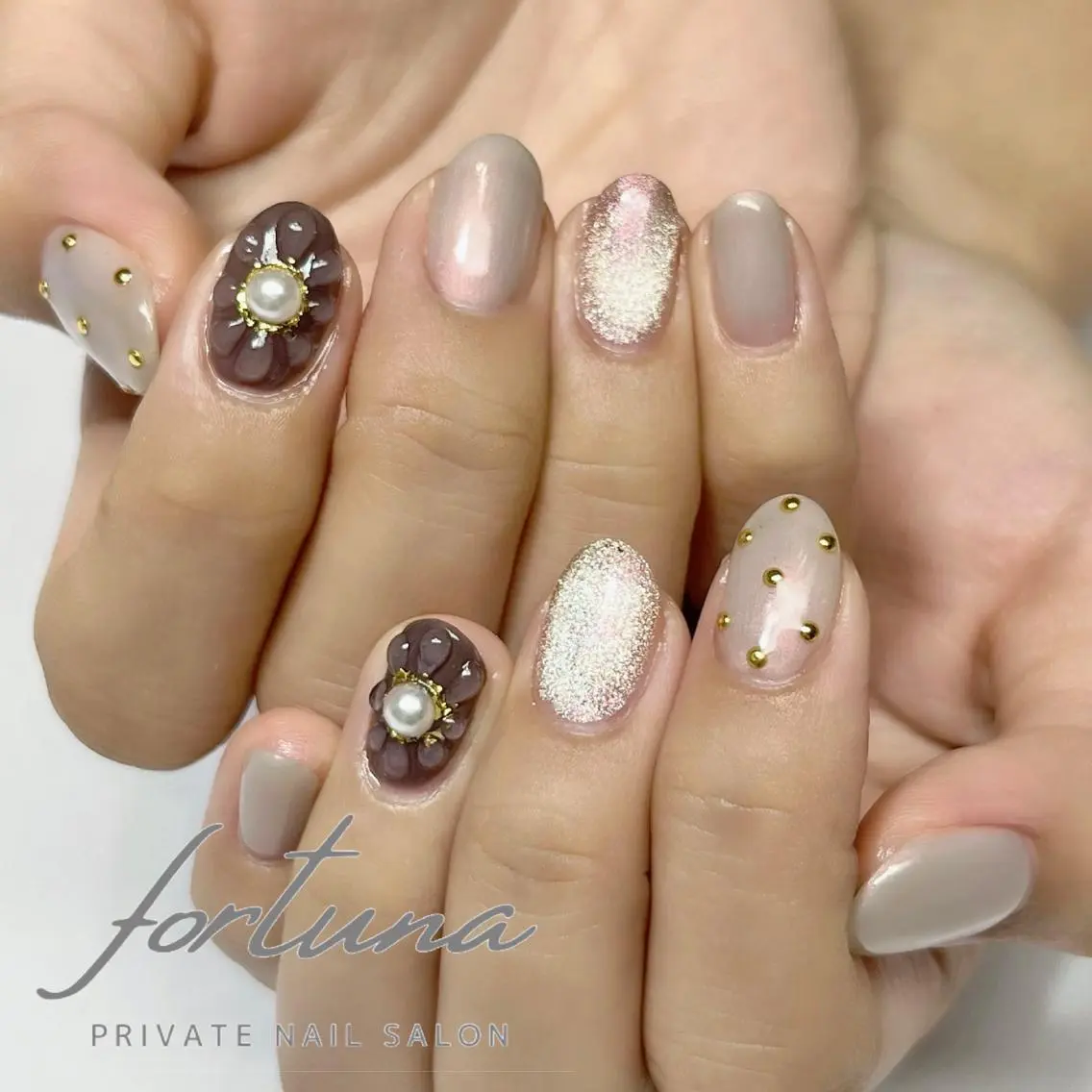ネイル フラワーネイル マグネットネイル ぷっくりネイル fortuna 武藤裕美のネイルデザイン