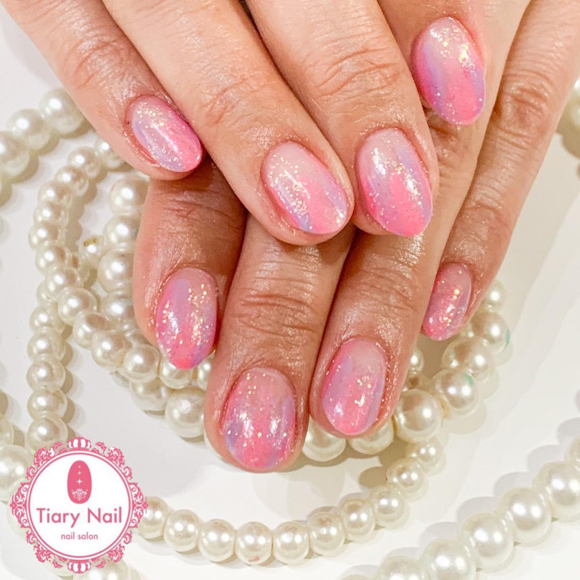 ネイル 桜ネイル クリアネイル フットネイル ジェルネイル キラキラネイル 💗🪽Tiary Nail🪽💗のネイルデザイン