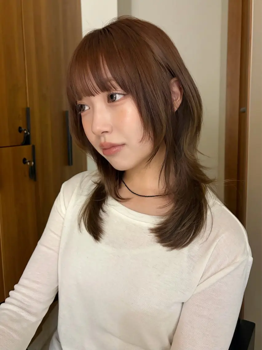 ミディアム カラー カット ヘアカラー -みつま はるな-のヘアスタイル