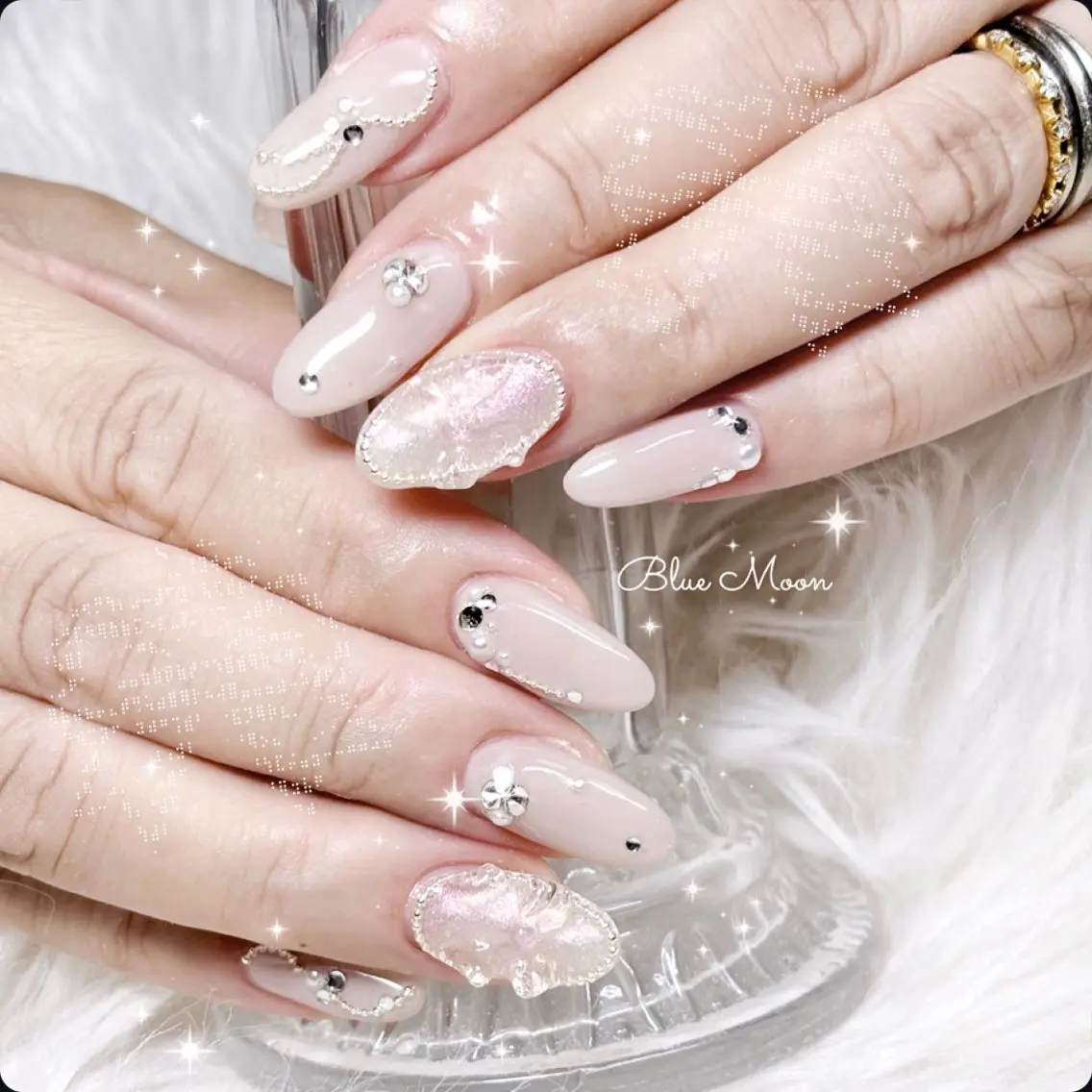 ネイル リボン ハンドネイル フットネイル ハンドケア nail salon Blue Moonのネイルデザイン