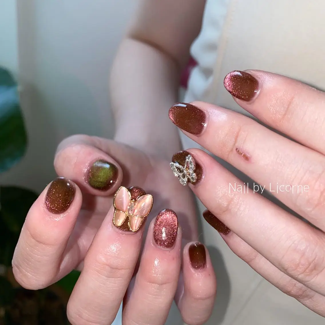 ネイル アートネイル オーロラネイル フレンチネイル 氷ネイル・うるうるネイル マグネットネイル ハンドネイル Nail by Licorneのネイルデザイン