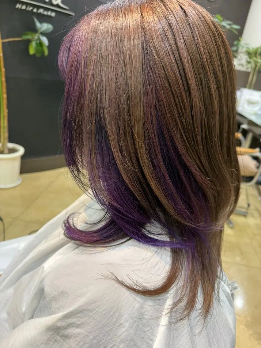 セミロング カラー パーマ ヘアアレンジ 浅野 玲子のヘアスタイル