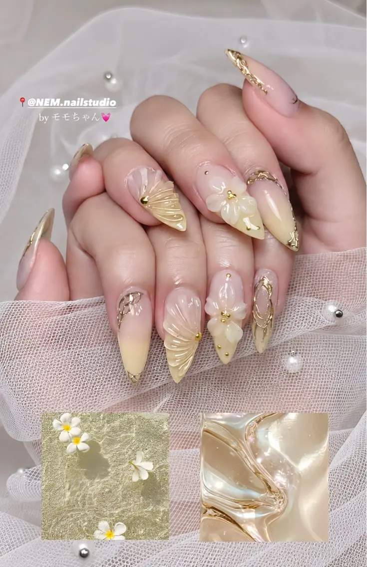 ネイル フラワーネイル ジェルネイル 韓国ネイル シンプルネイル 夏ネイル ハンドネイル ハンドケア NEM nailstudioのネイルデザイン