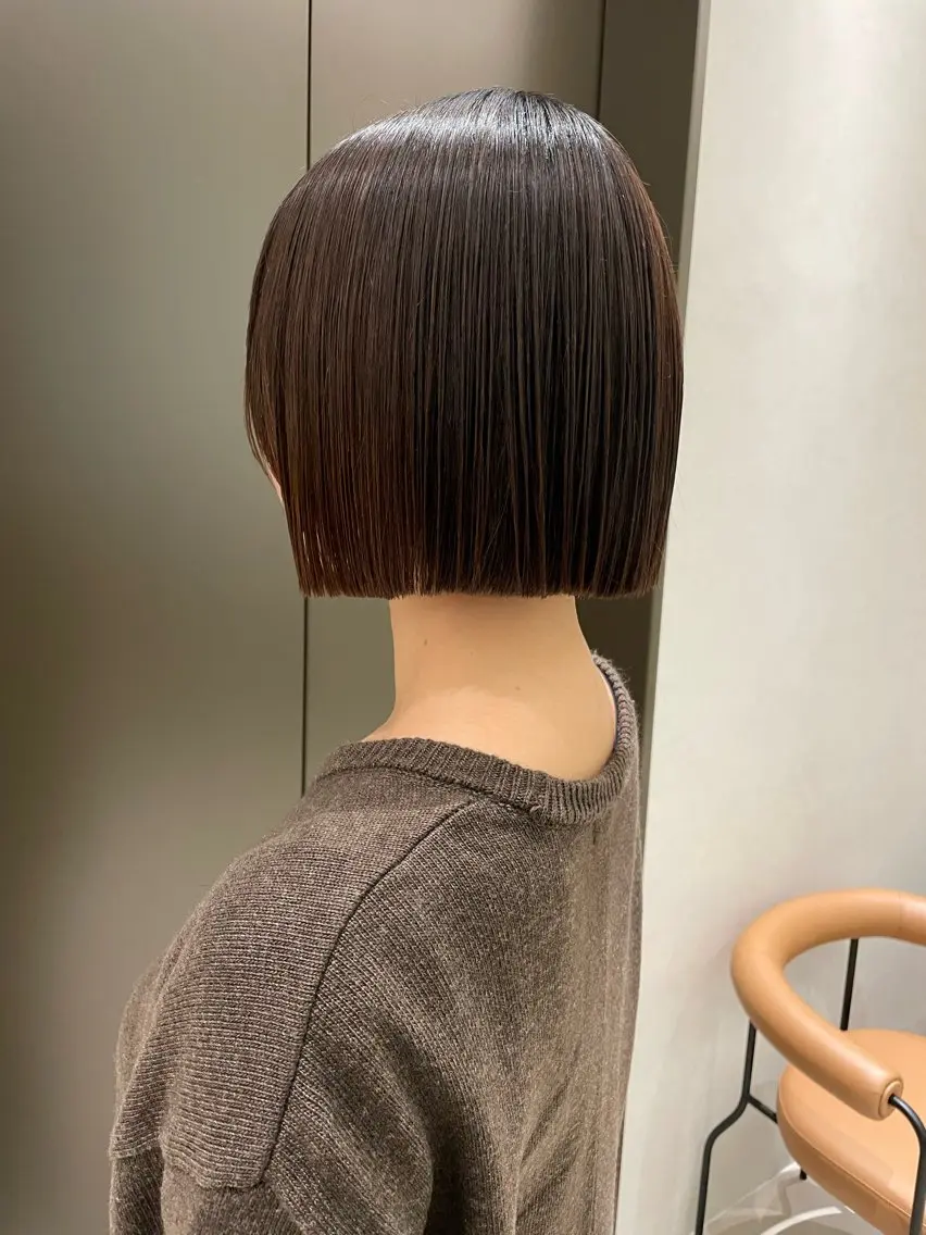 ミディアム ボブ カット 縮毛矯正 石川玲菜/ 髪質改善ボブ/メンズのヘアスタイル