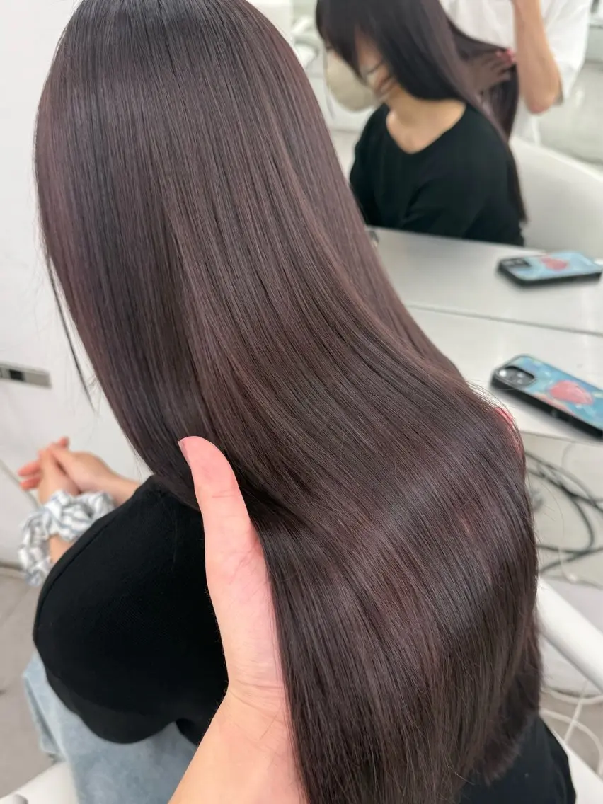 セミロング カラー 透明感カラー グレージュ ヘアカラー 透明感カラー🩶 ×小顔カット難波のヘアスタイル