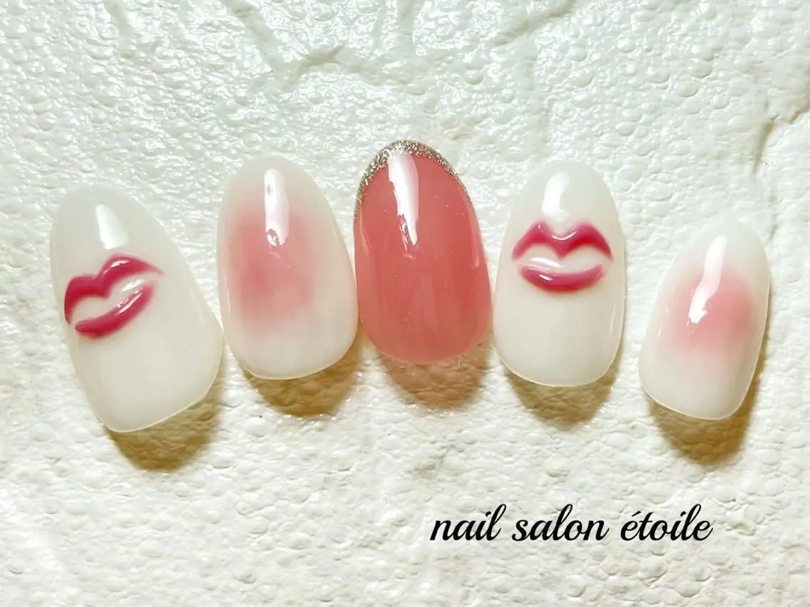 ネイル チークネイル ジェルネイル ピンク ぷっくりネイル ハンドネイル nail salon étoileのネイルデザイン