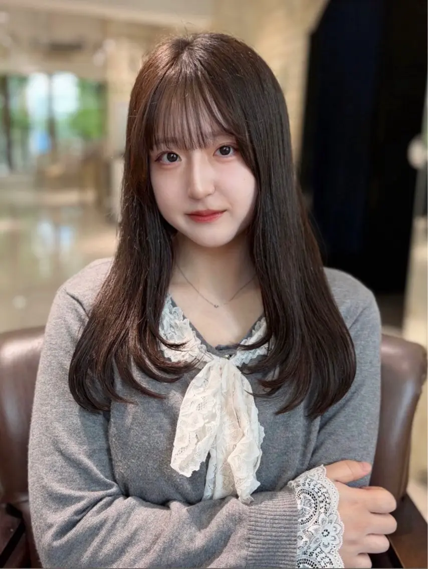 ロング 韓国風ヘア レイヤーカット カット トリートメント 盛れる髪質改善カラー 💞はな🎀のヘアスタイル