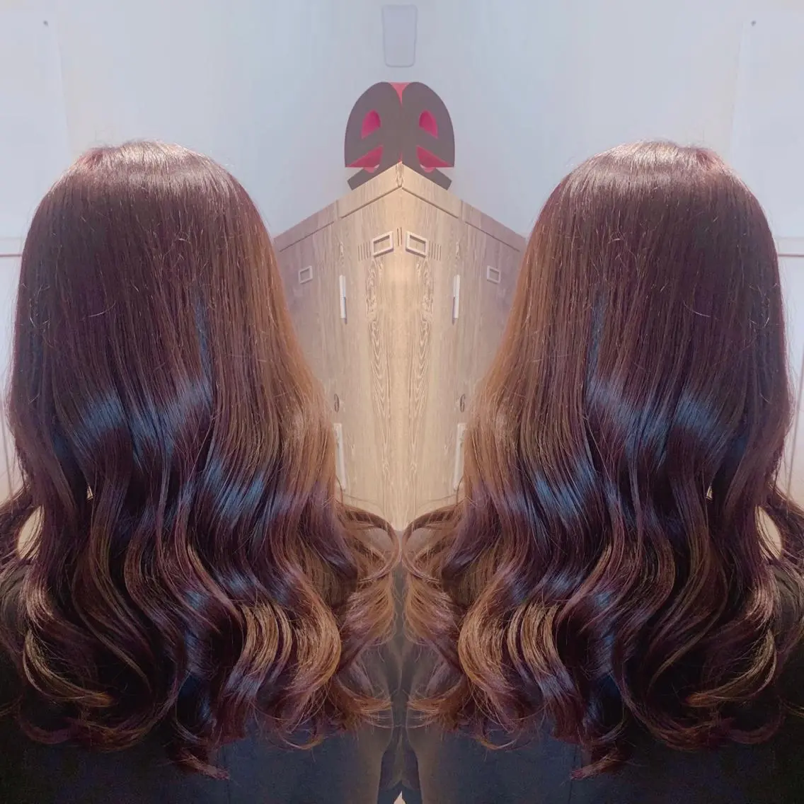 セミロング カラー ブラウンカラー パープルカラー パープルブラウン 韓国🇰🇷 ✂︎hair 内田愛のヘアスタイル