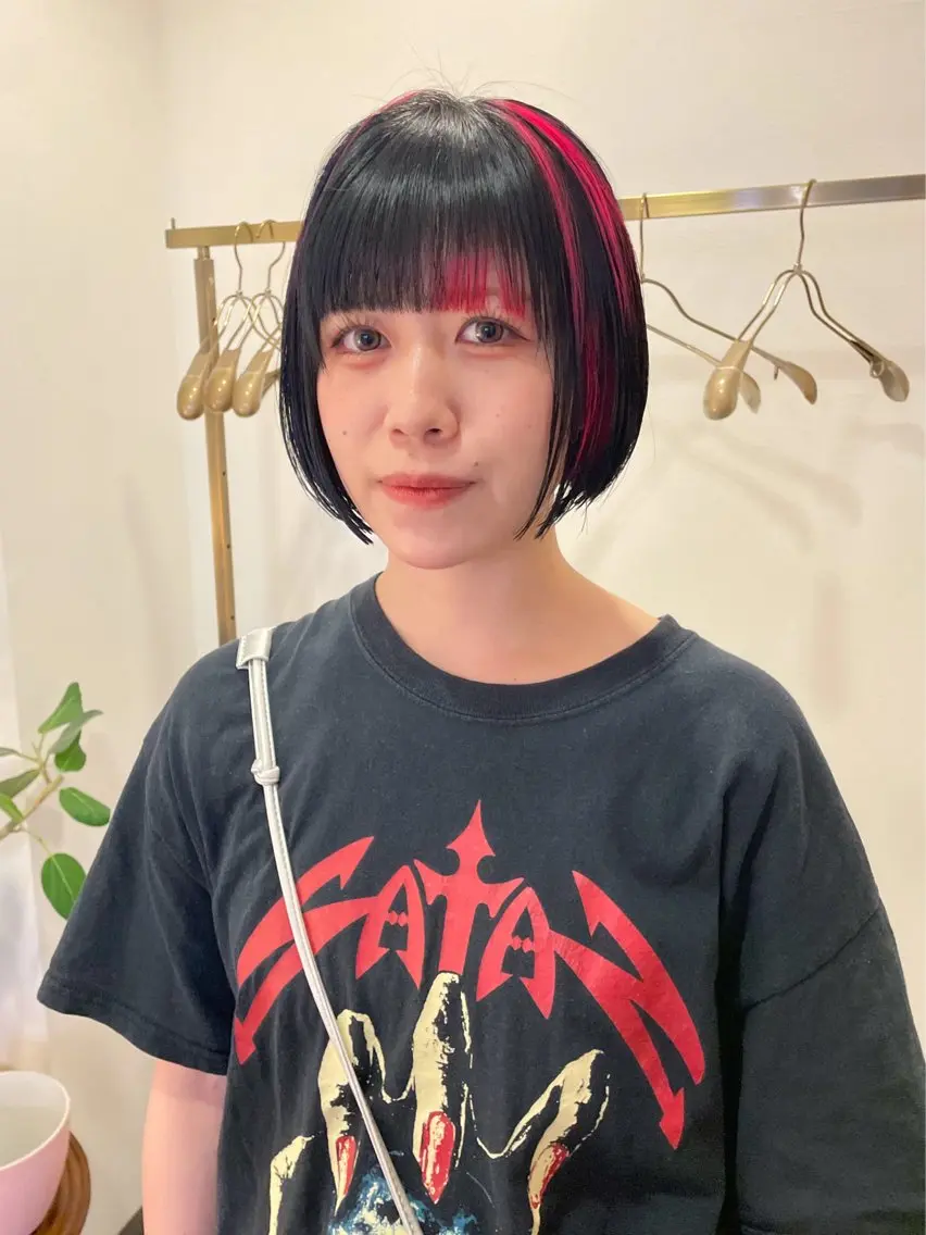 ショート カラー 黒髪 ボブ カット ヘアカラー トリートメント さと ちはるのヘアスタイル