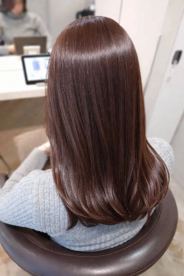 ロング ケアカラー 縮毛矯正✨艶髪 シノハラ✨髪質改善のヘアスタイル