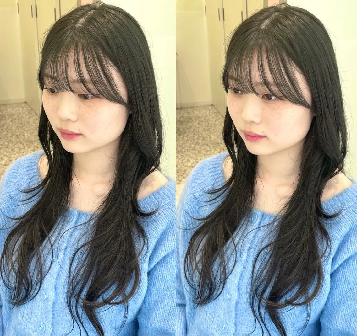 ロング 韓国風ヘア レイヤーカット カット ヘアカラー トリートメント ❤︎︎韓国ヘア❤︎︎ 𝑺𝒉𝒊𝒉𝒐のヘアスタイル
