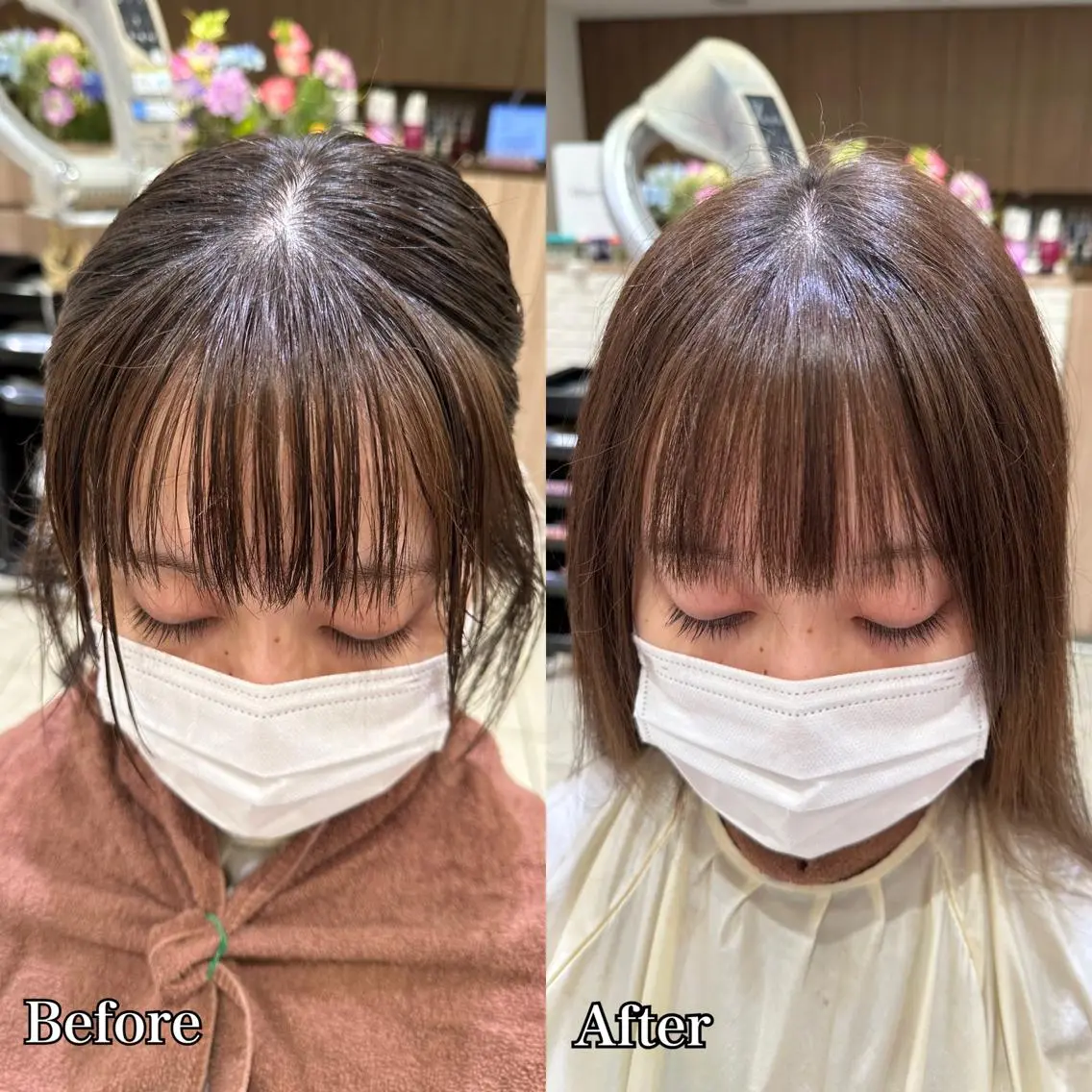 セミロング 顔周りカット 縮毛矯正 Miyu🦄ash カット/まつげのヘアスタイル