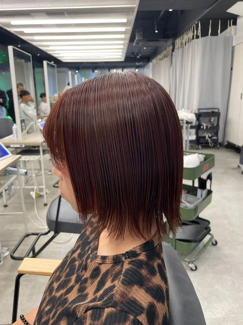 セミロング セミロングパーマ ボブ ハイライト 髪質改善 韓国風ヘア ヘアカラー 丸山 颯輝斗のヘアスタイル