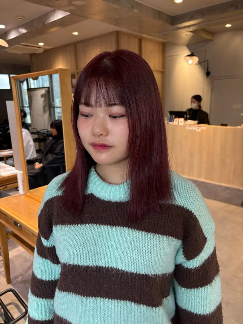 ミディアム カラー ヘアカラー トリートメント りあの🎀 /暖色カラー🍒のヘアスタイル