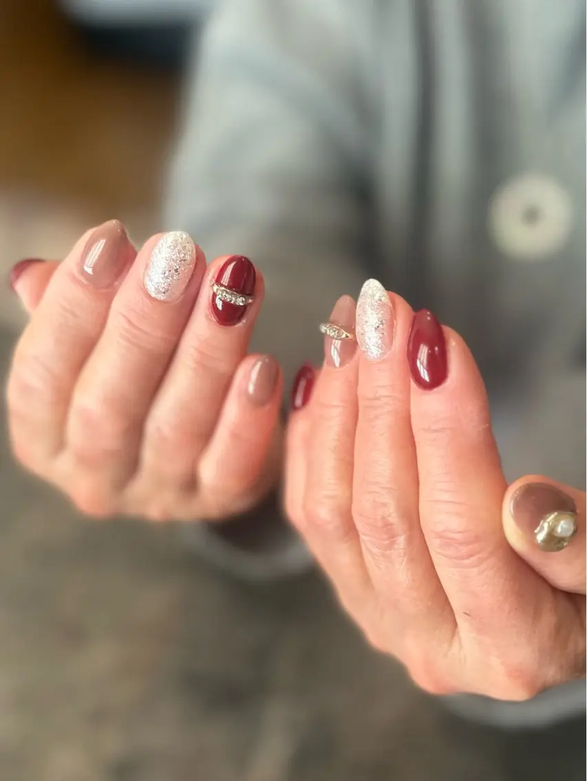 ネイル フレンチネイル マグネットネイル 大理石ネイル(マーブル) ミラーネイル ニュアンスネイル nail salon amanoのネイルデザイン