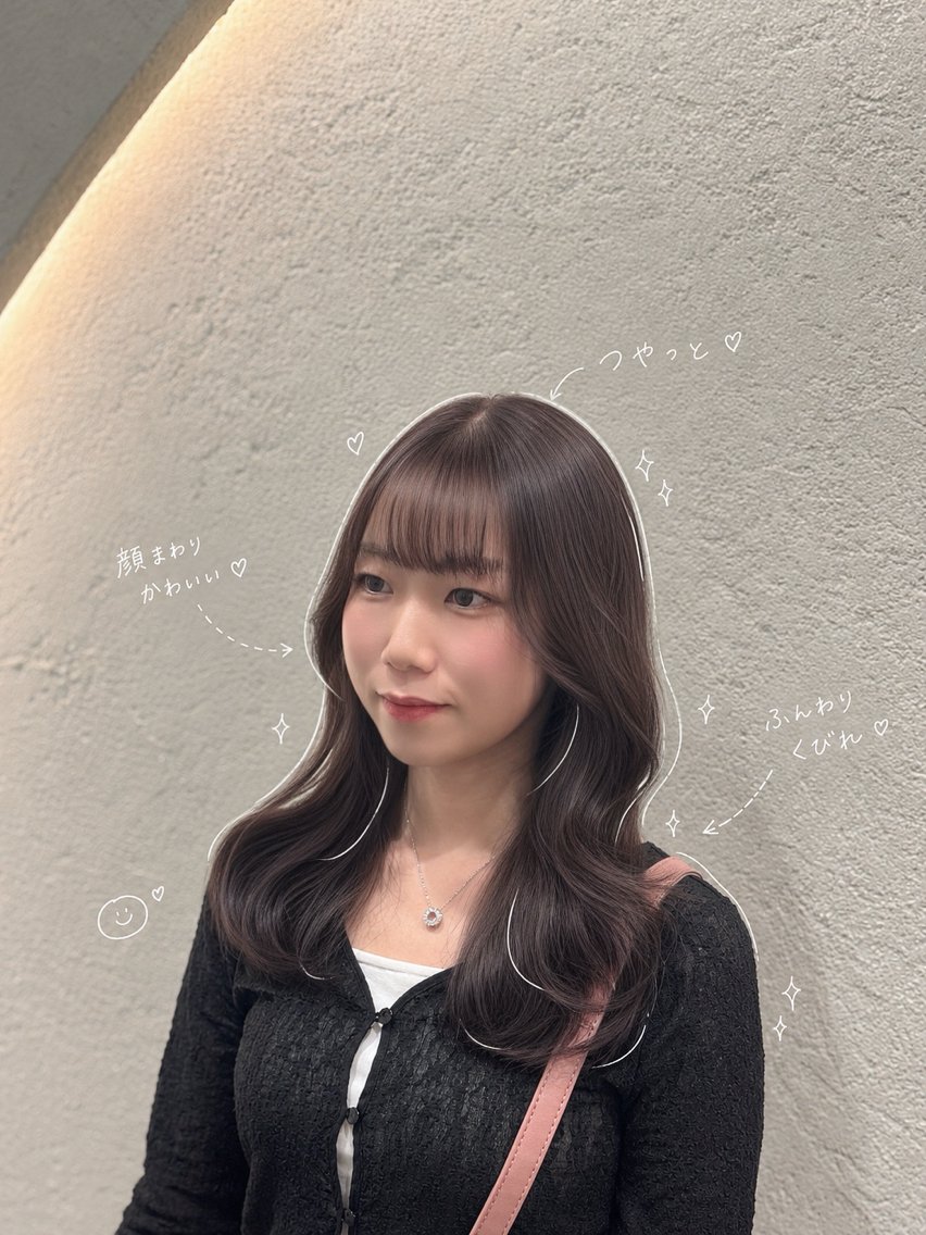 セミロング カラー ブラウンカラー ラベンダーカラー ヘアカラー ホノカ🫧 ロング料金なしのヘアスタイル