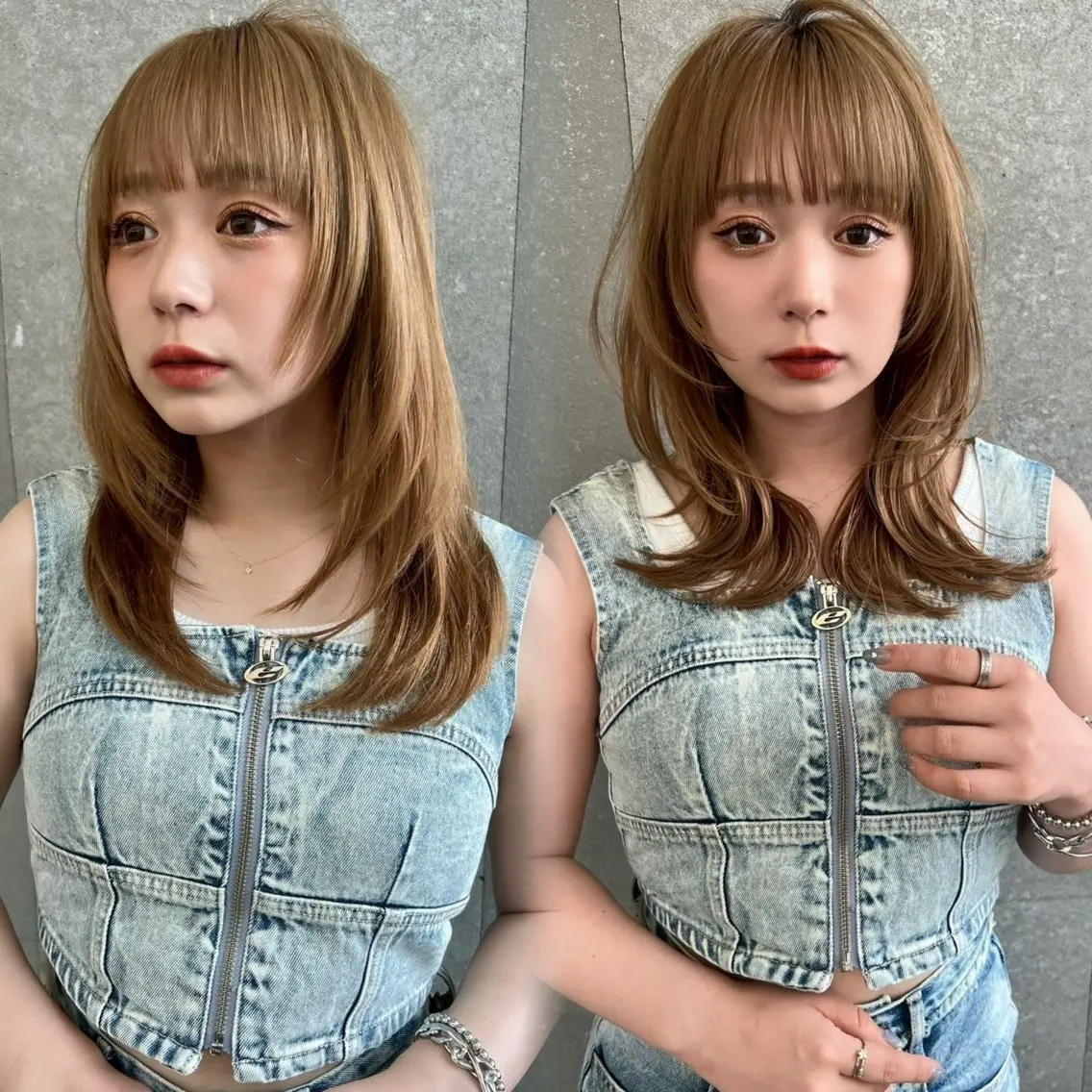 ミディアム レイヤーカット 小顔カット カット ヘアカラー HINA 仙台/ ボブ/縮毛矯正/韓国のヘアスタイル