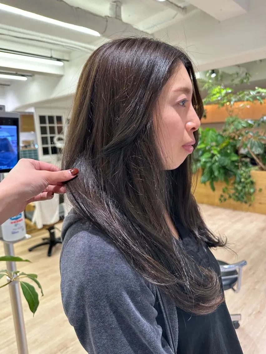 カラー 透明感カラー オレンジ 切りっぱなし/髪質 改善矯正/さやか🫧のヘアスタイル