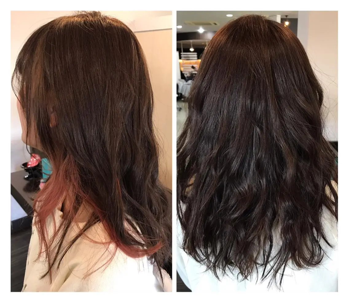 セミロング カラー ヘアアレンジ インナーカラー 烏山 達也のヘアスタイル