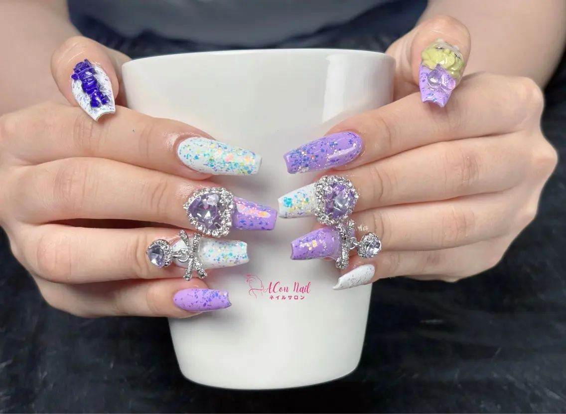 ネイル 桜ネイル 長さ出し フラワーネイル フレンチネイル ジェルネイル ハンドネイル ACon NailSalonのネイルデザイン