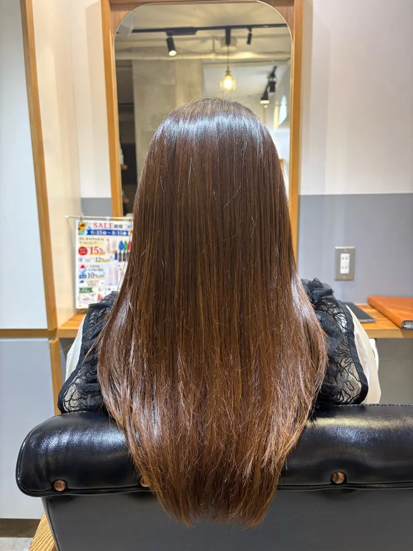 ロング 髪質改善 ロング 似合わせカット 縮毛矯正 酸性ストレート カット 縮毛矯正 トリートメント Shiina シイナのヘアスタイル