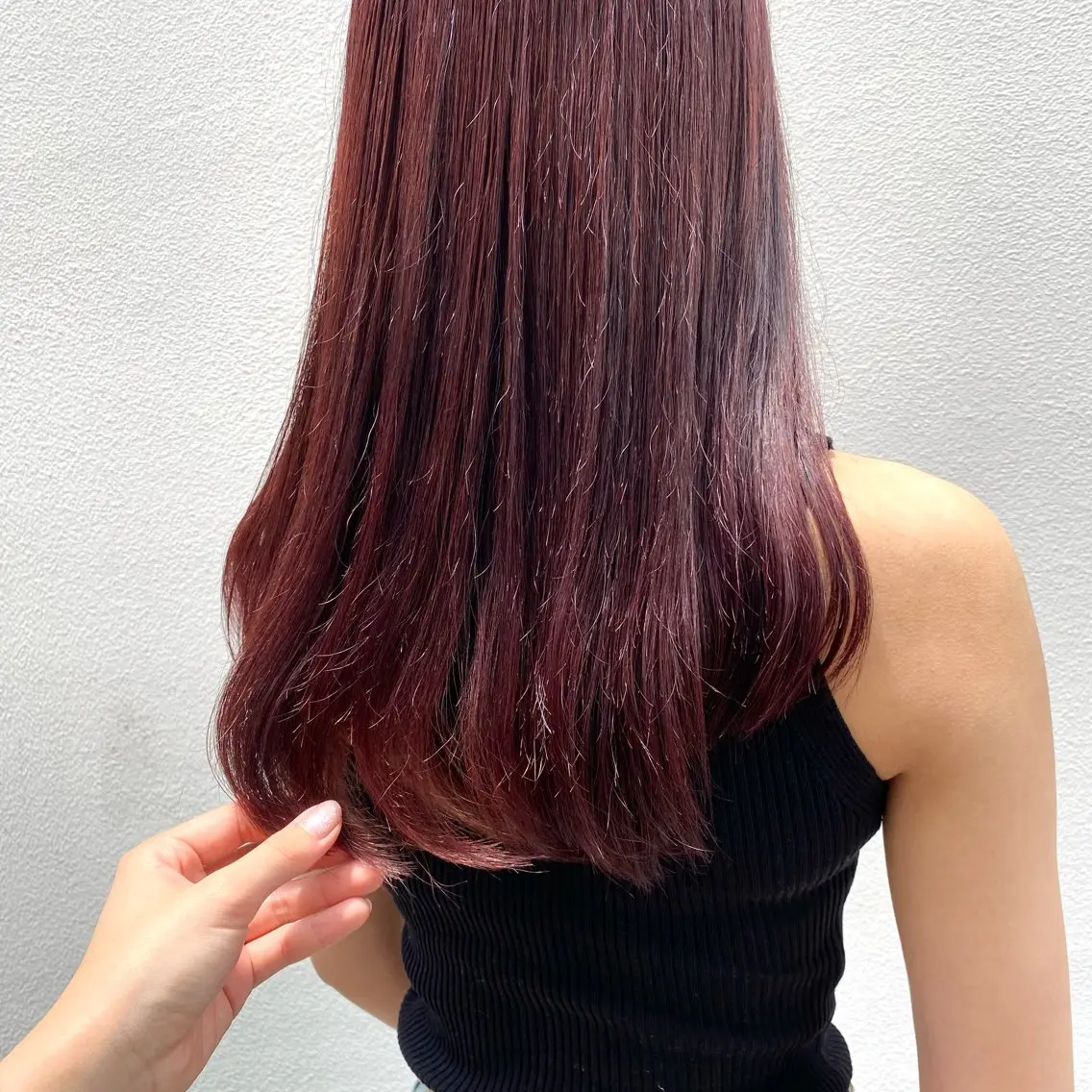 ロング カラー ブリーチ カシス ブリーチなしカラー レッドカラー 暖色艶color / ボブ🦩Rioのヘアスタイル