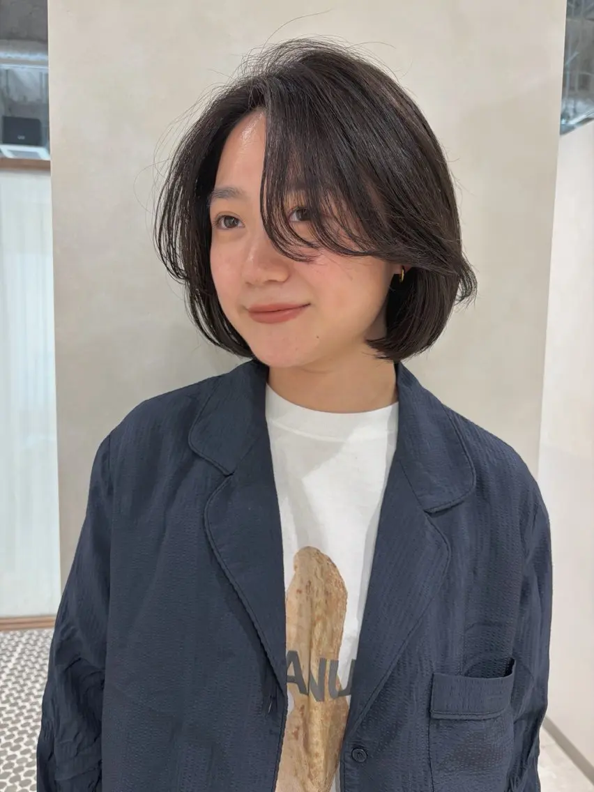 ミディアム カラー ボブ カット ヘアカラー トリートメント 砂原 ひよりのヘアスタイル